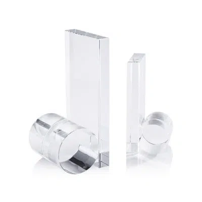 Zodax Carmac Rolled Crystal Glass Bookends, Set Of 2 In Clear