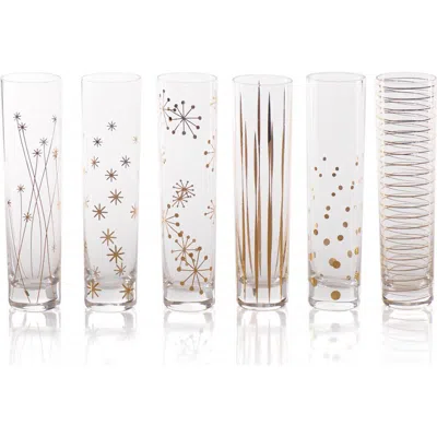 Zodax Centuri Set Of 6 Golden Decal Champagne Flutes