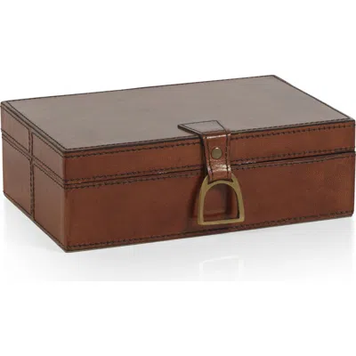 Zodax Chadwell Leather Decorative Box In Brown
