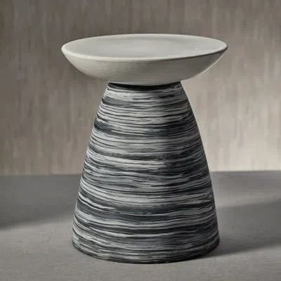 Zodax Corrado 17.75" Tall Earthenware Stool In White;blanc,noir;white,black