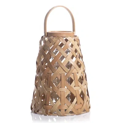 Zodax Davao 17" Tall Rattan Decorative Lantern In Beige