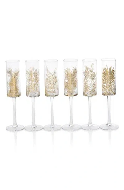 Zodax Festivity Set Of 4 Champagne Flutes In Gold