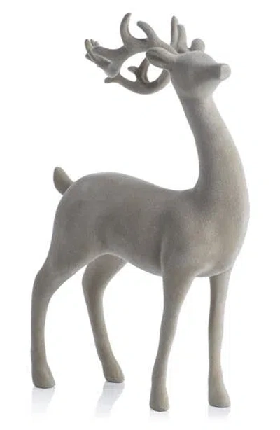 Zodax Flocked Deer Figurine In Gray