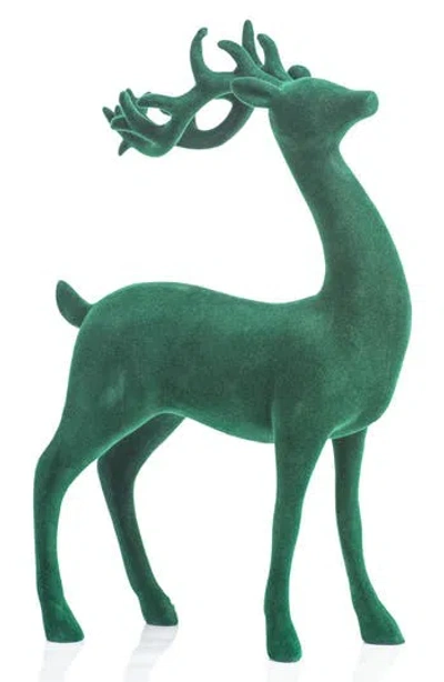 Zodax Flocked Deer Figurine In Green