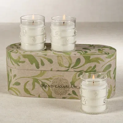 Zodax Grand Casablanca Scented Candle Trio In White;clear