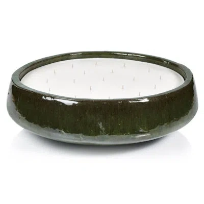 Zodax Grapefruit Juniper Scented Jar Candle With Stoneware Holder In Green