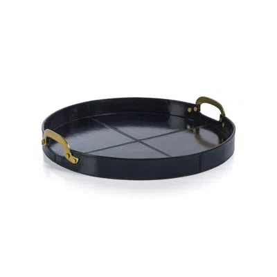 Zodax Harlow Mdf/ Cardboard/ Leather/ Aluminum Tray In Dark Blue