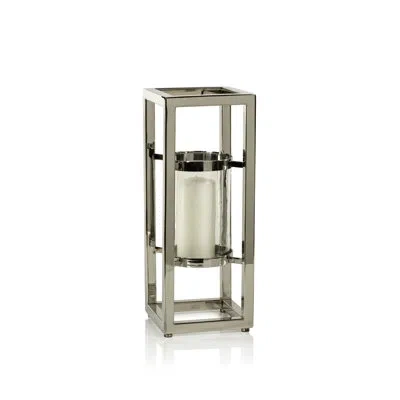 Zodax Irvine Stainless Steel Tabletop Hurricane In Silver