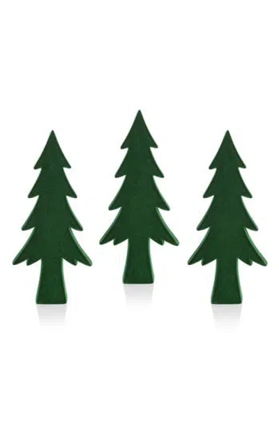 Zodax Kazuko 3-piece Set Flocked Tree Figurines In Green