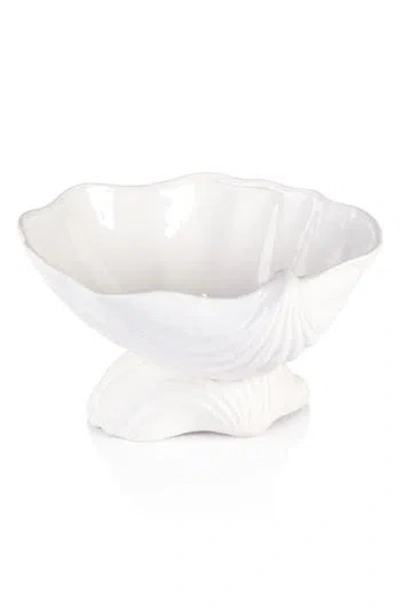 Zodax La Coquille Footed Clam Bowl In White