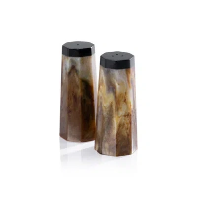 Zodax Langham Resin Salt & Pepper Shaker Set In Amber