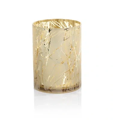Zodax Led Glass Hurricane In Gold