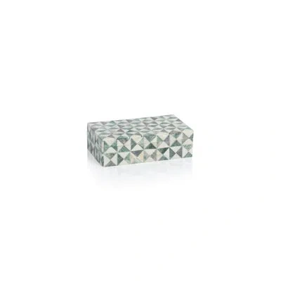 Zodax Manado Bone / Mdf Decorative Box In Gray;lt Green;natural White