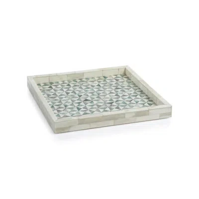 Zodax Manado Bone/ Mdf Tray In Gray;natural White;lt Green