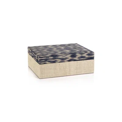 Zodax Marano T'nalak / Raffia Decorative Box In Blue;natural