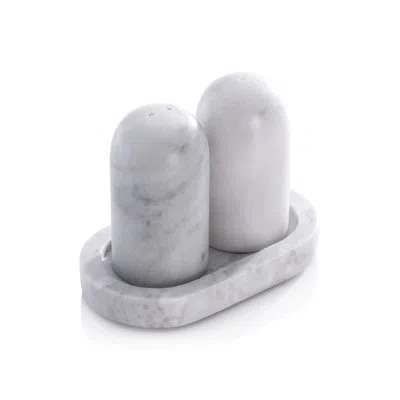 Zodax Marmora Marble Salt And Pepper Shaker On Tray In White