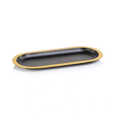 Zodax Marzell Stainless Steel Serving Tray In Black;gold