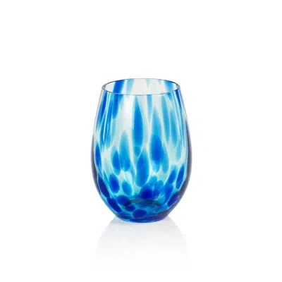 Zodax Mauritius Stemless All Purpose Glasses, Set Of 6 In Blue