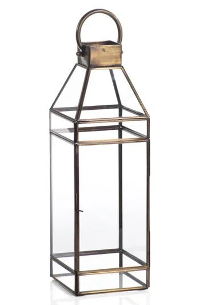 Zodax Medici Antique Brass Lantern In Gold