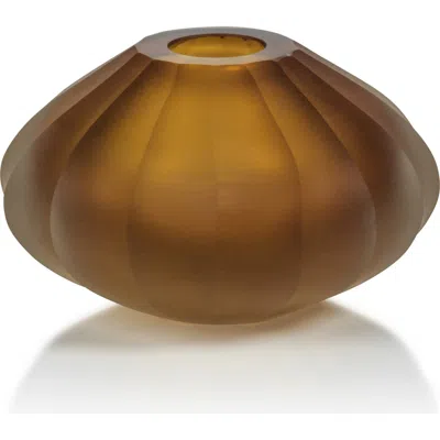 Zodax Milano Cut & Frosted Vase In Brown
