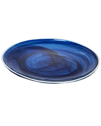 Zodax Monte Carlo 6pc Set 10.25in Indigo Alabaster Glass Plates In Blue