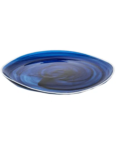 Zodax Monte Carlo 6pc Set 11.5in Indigo Alabaster Glass Plates In Blue