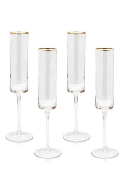 Zodax Optic Set Of 4 Flute Glasses In Transparent