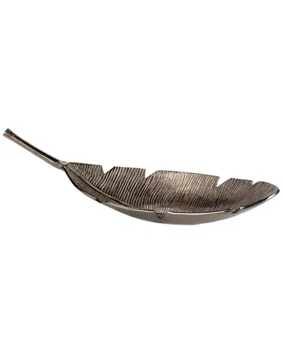 Zodax Palm Leaf 26in Long Metal Decorative Tray