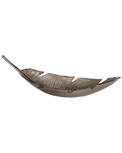 Zodax Palm Leaf 32.75in Long Metal Decorative Tray