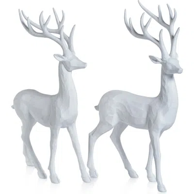 Zodax Poldi Set Of 2 Deer Figurines In White