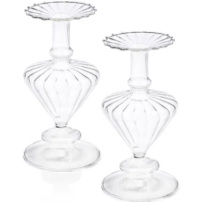 Zodax Pompidou Set Of 2 Glass Vases In White