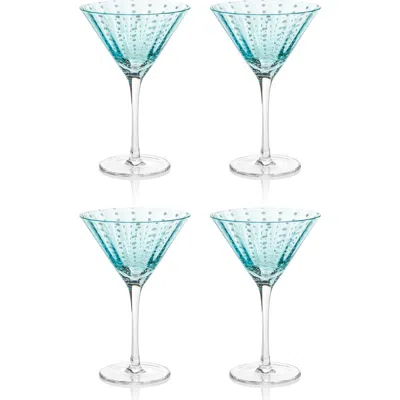 Zodax Portofino Dot Set Of 4 Martini Glasses In White