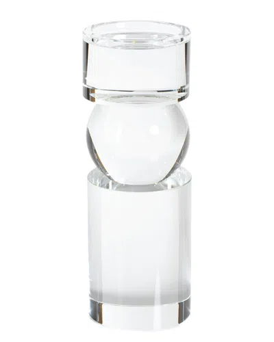 Zodax Renata 11in Tall Clear Crystal Pillar Candle Holder In White