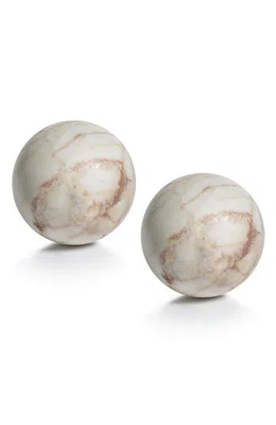 Zodax Rosso Verona Set Of 2 Marble Balls In Multi