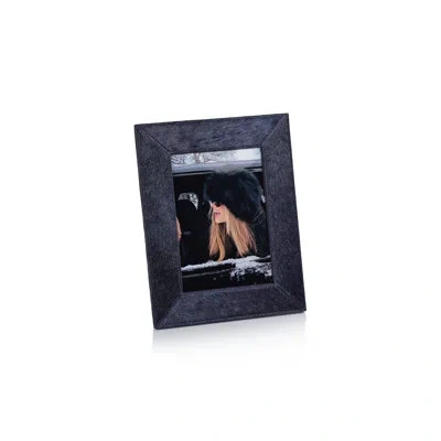 Zodax Rutbeek Hair-on-hide Leather Photo Frame In Blue