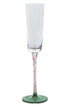 Zodax Sachi Set Of 6 Champagne Flutes In Green