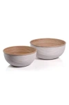 Zodax Sedna Set Of 2 Rattan Bowls In Pink