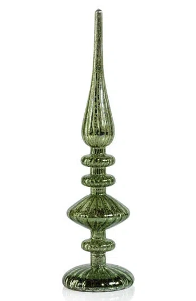 Zodax Set Of 2 Azenor Led Decorative Glass Tabletop Finial Ornaments In Green