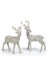 Zodax Set Of 2 Decorative Reindeer Figurines In Neutral