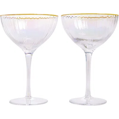 Zodax Set Of 2 Luster Martini Glasses In Clear Luster/gold