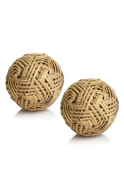 Zodax Set Of 2 Rattan Decorative Balls In Brown