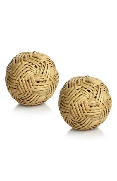 Zodax Set Of 2 Rattan Decorative Balls In Brown