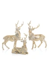 Zodax Set Of 3 Decorative Reindeer Figurines In Gold