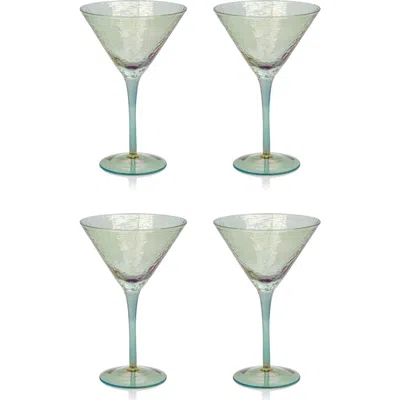 Zodax Set Of 4 Aperitivo Martini Glasses In Blue