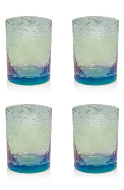 Zodax Set Of 4 Aperitivo Rock Glasses In Blue