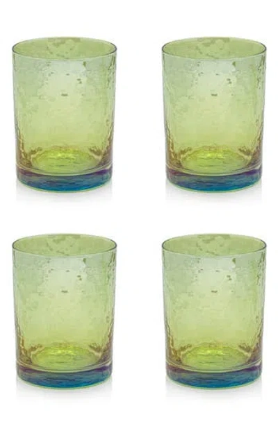 Zodax Set Of 4 Aperitivo Rock Glasses In Green