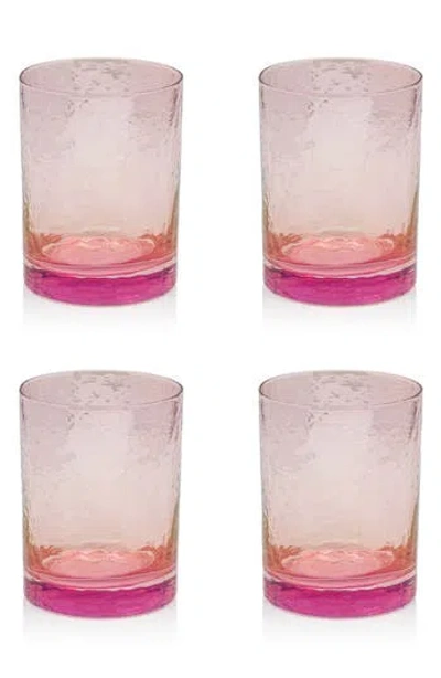Zodax Set Of 4 Aperitivo Rock Glasses In Pink
