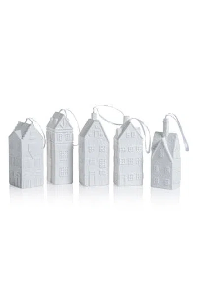 Zodax Set Of 6 Amsterdam Canal House Bone China Ornaments In White