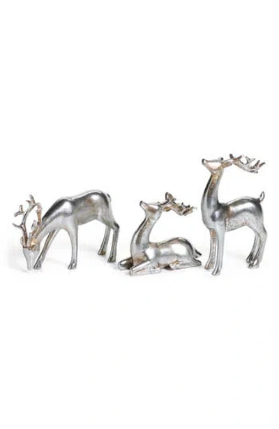 Zodax Set Of 6 Decorative Reindeer Figurines In Silver