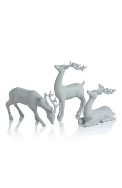 Zodax Set Of 6 Decorative Reindeer Figurines In White